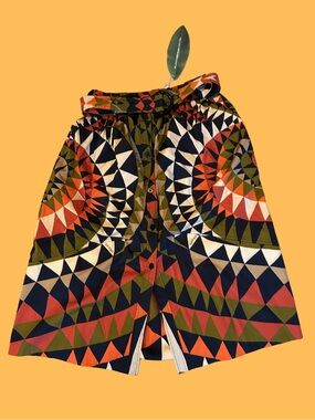FARM Rio Navy, Olive, Rust, Cream Geometric Wrap Skirt